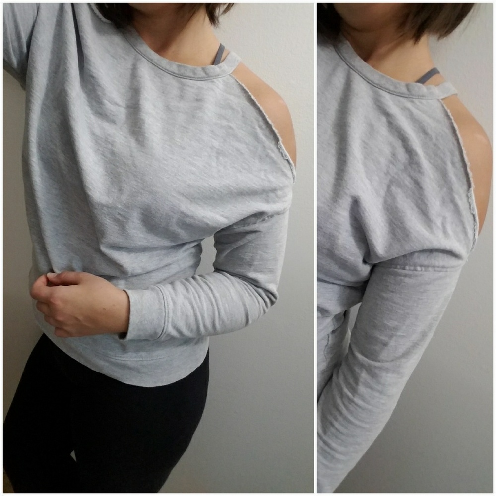 AEO Cold Shoulder Grey Sweater